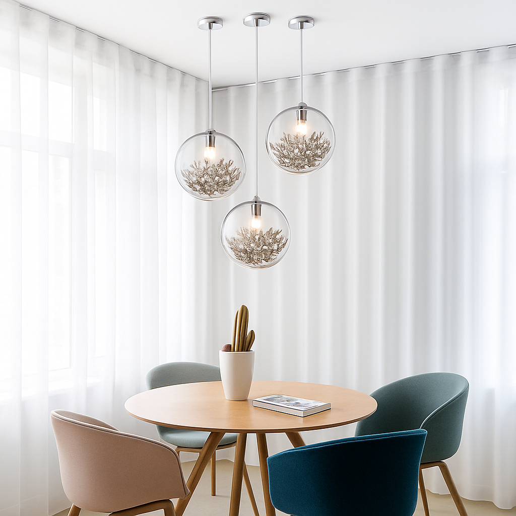 Kendroma | Ornate Glass Orb Cluster Pendant Light with Metallic Leaves