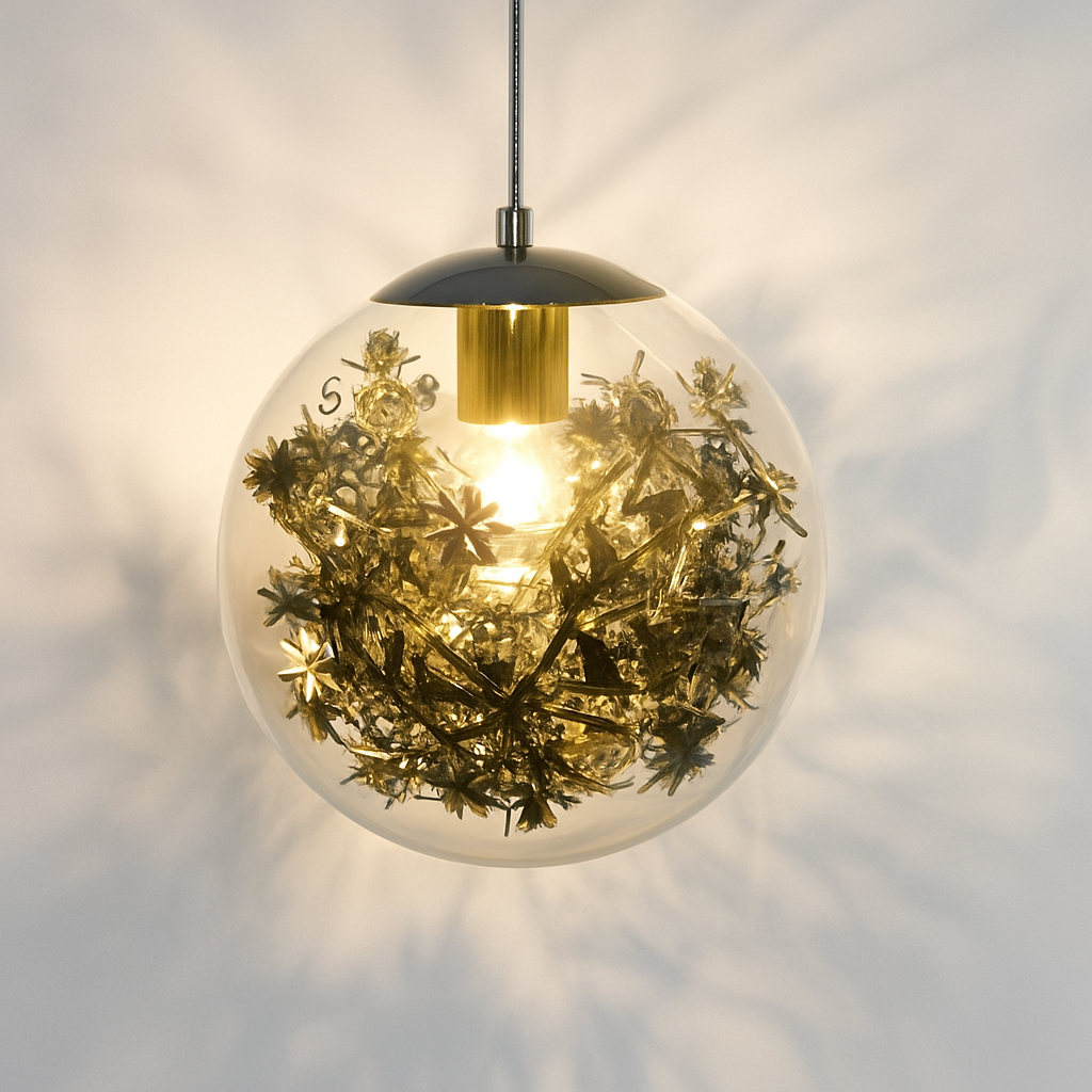 Kendroma | Ornate Glass Orb Cluster Pendant Light with Metallic Leaves