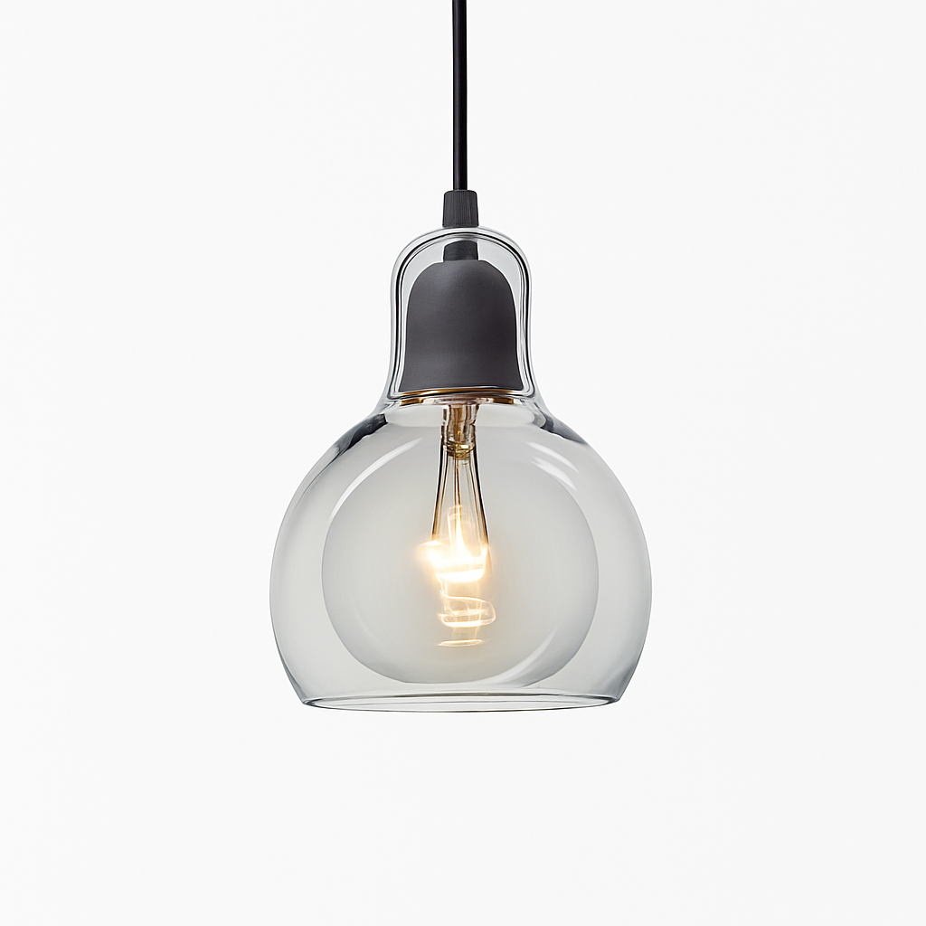 Velisar | Glass Dome Bell Shaped Pendant Light With Rounded Diffuser