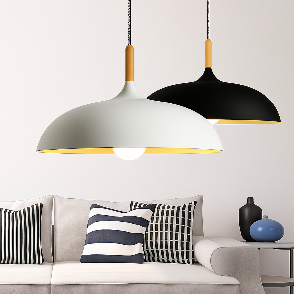 Verdyne | Modern Aluminum Pendant Light with Wood Stem