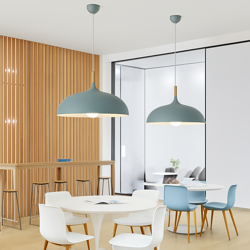 Verdyne | Modern Aluminum Pendant Light with Wood Stem