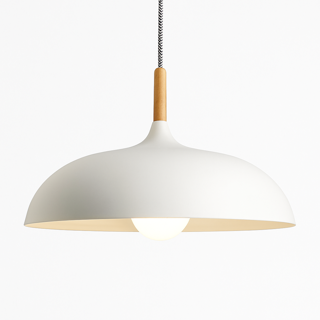 Verdyne | Modern Aluminum Pendant Light with Wood Stem