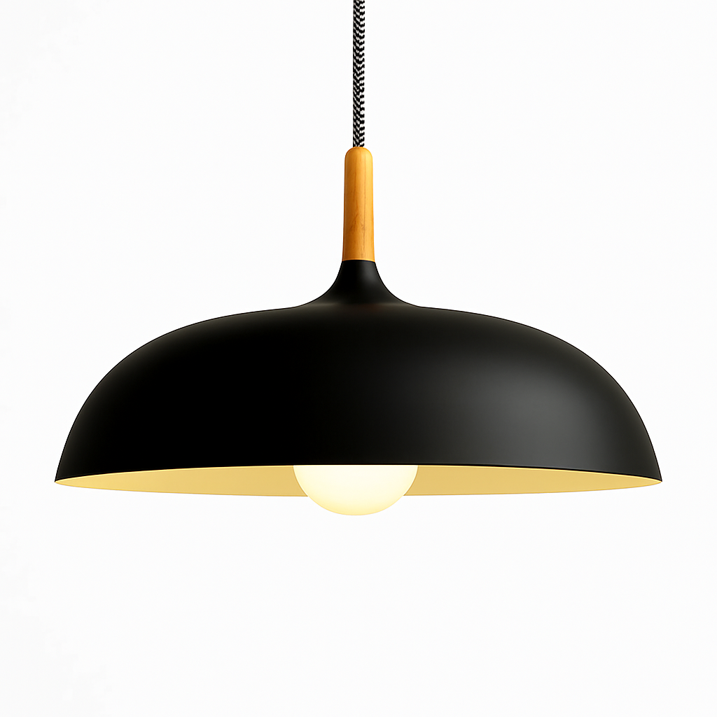 Verdyne | Modern Aluminum Pendant Light with Wood Stem