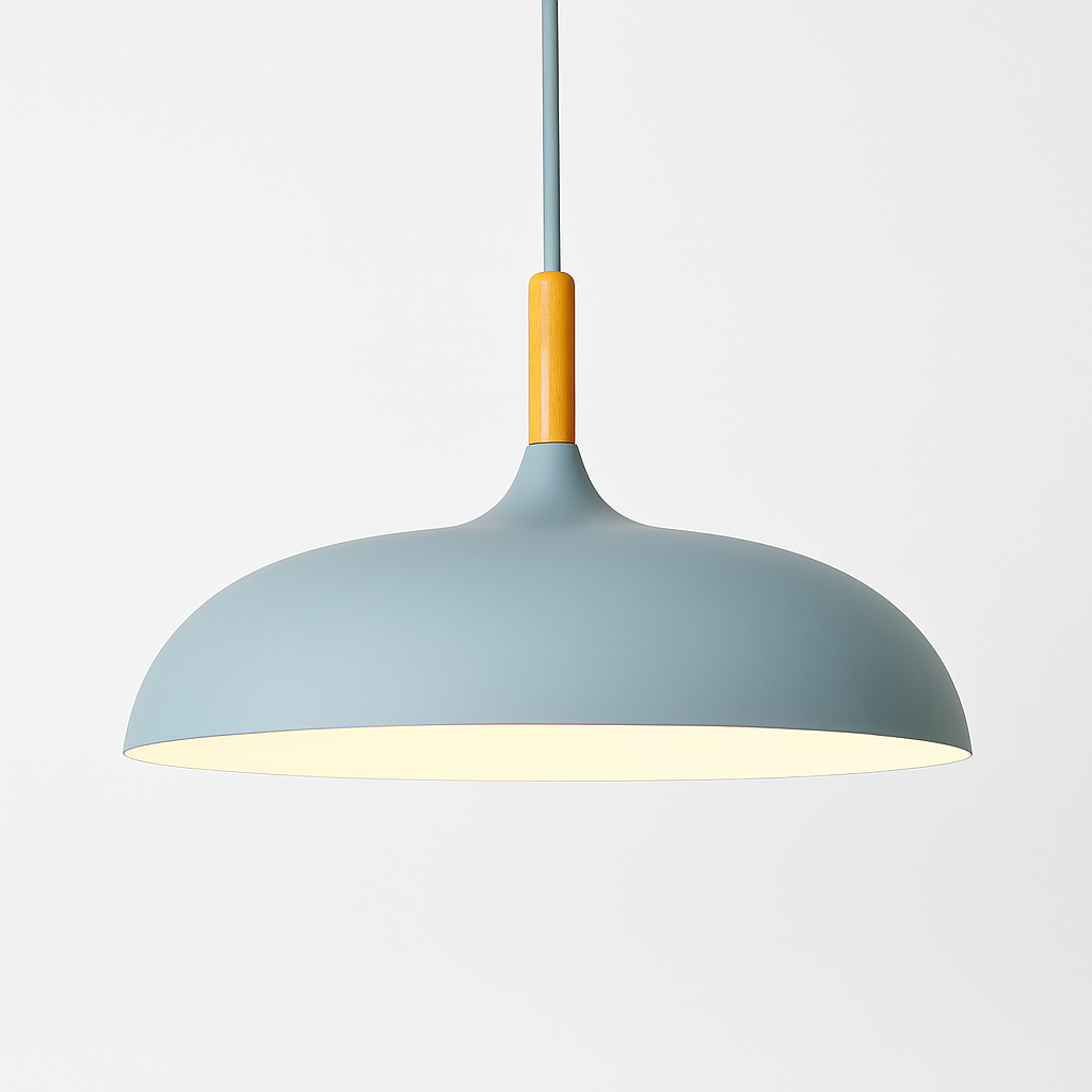 Verdyne | Modern Aluminum Pendant Light with Wood Stem