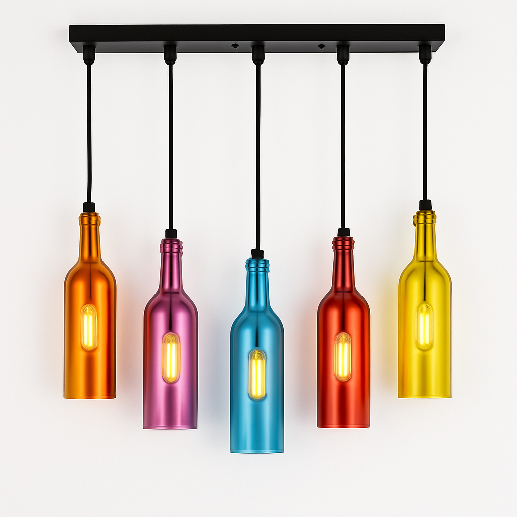 Vireloft | Sculpted Wine Bottle Glass Art Deco Pendant Light