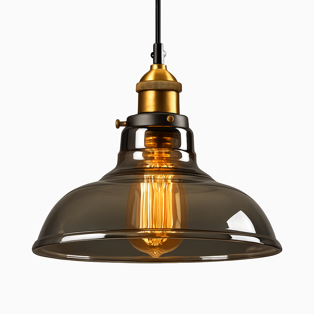 Velryth | Vintage Smoked Glass Pendant Light With Curved Silhouette