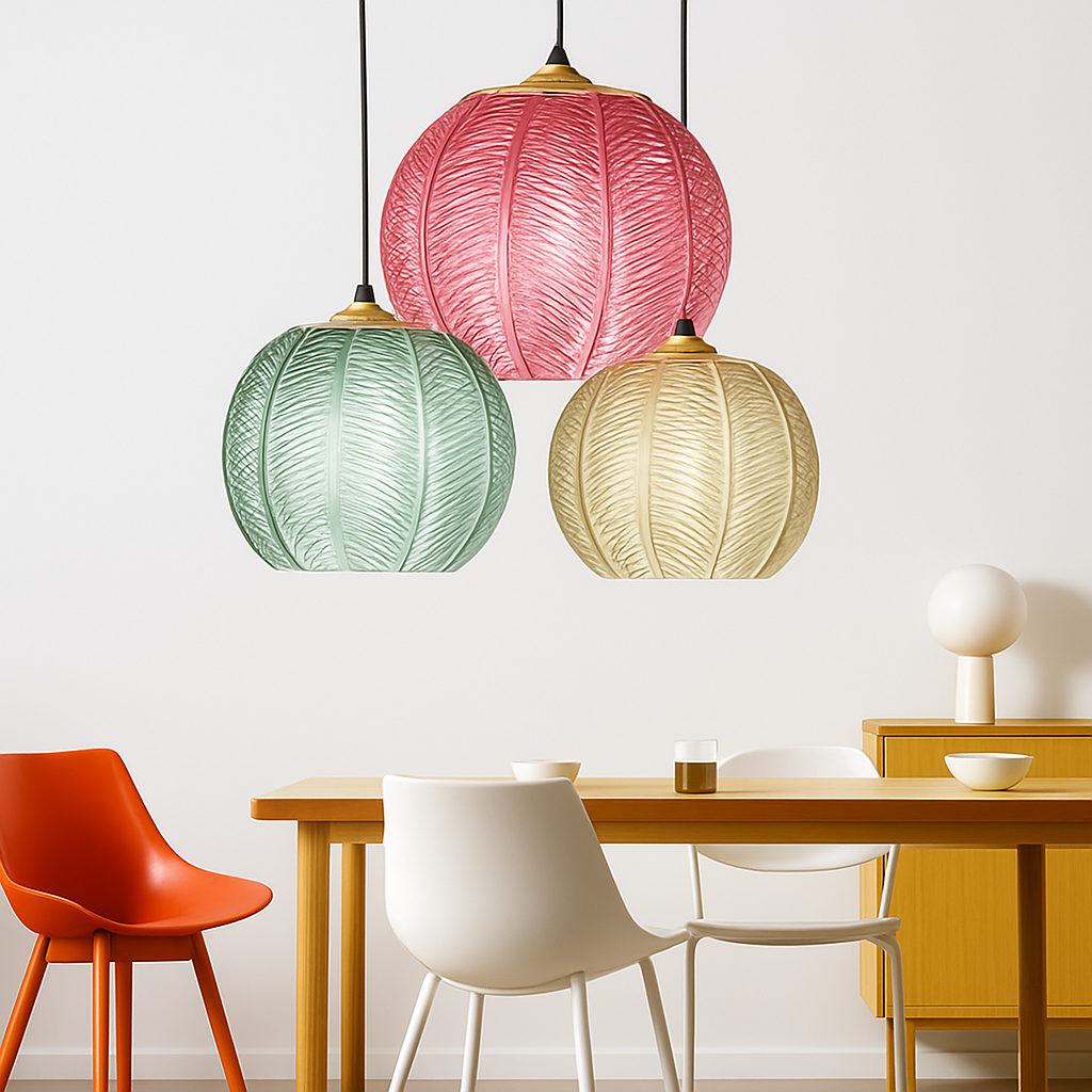 Nexalys | Ornate Leaf Pattern Ovoid Glass Pendant Light
