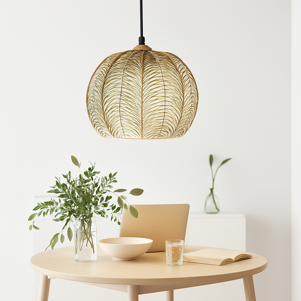 Nexalys | Ornate Leaf Pattern Ovoid Glass Pendant Light