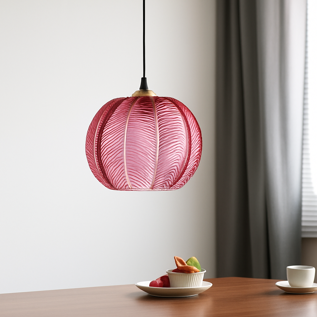 Nexalys | Ornate Leaf Pattern Ovoid Glass Pendant Light