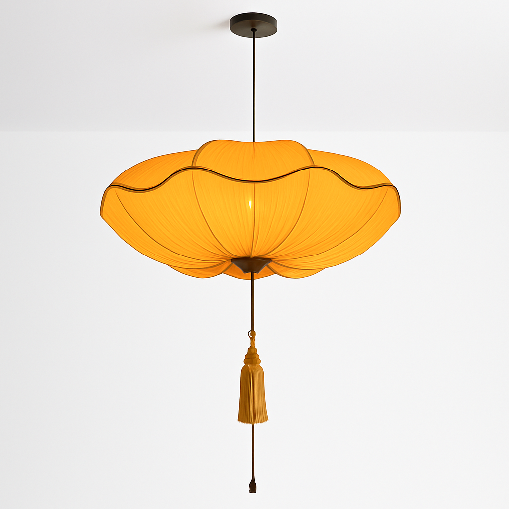 Vaelisis | Pleated Fabric Lotus Silhouette Pendant Light