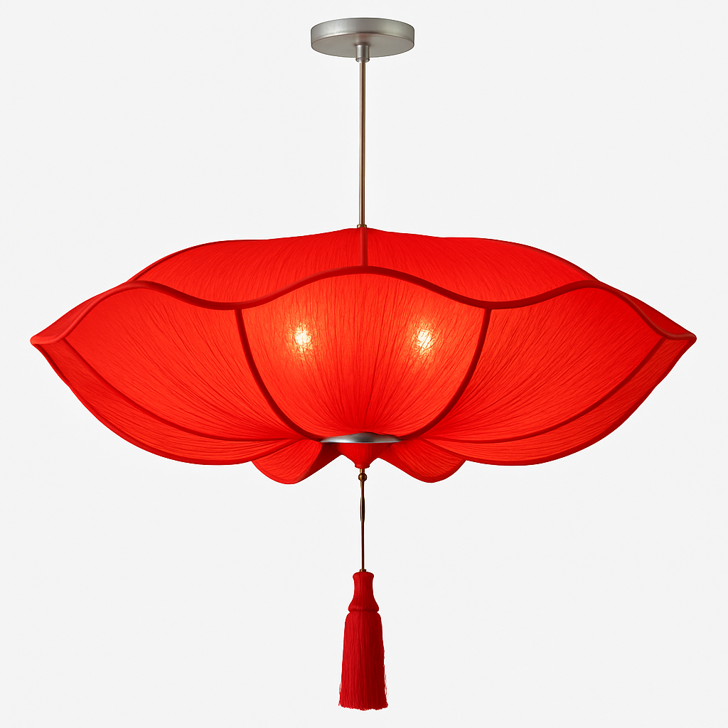 Vaelisis | Pleated Fabric Lotus Silhouette Pendant Light