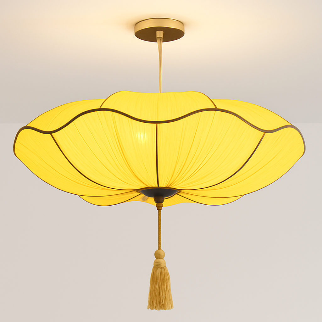 Vaelisis | Pleated Fabric Lotus Silhouette Pendant Light