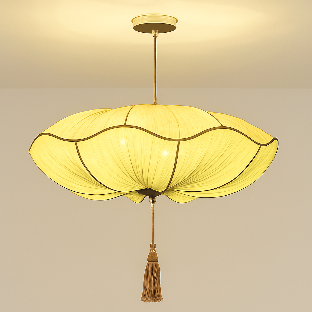 Vaelisis | Pleated Fabric Lotus Silhouette Pendant Light