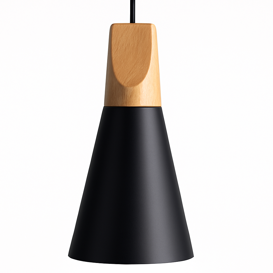 Zerivox | Modern Wooden and Aluminum Cone Pendant Light