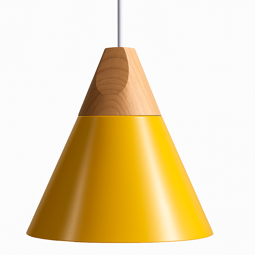 Zerivox | Modern Wooden and Aluminum Cone Pendant Light