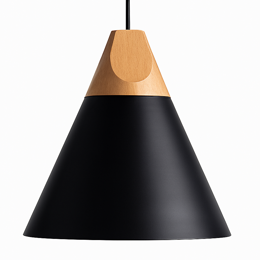 Zerivox | Modern Wooden and Aluminum Cone Pendant Light