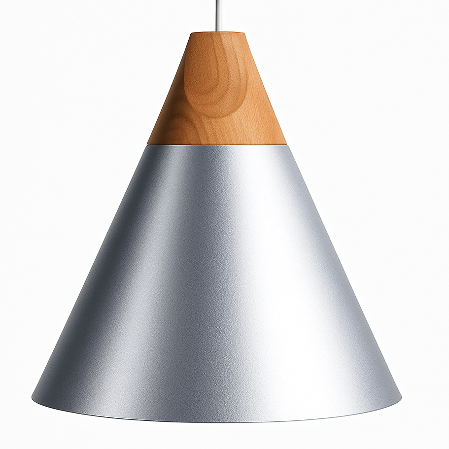 Zerivox | Modern Wooden and Aluminum Cone Pendant Light