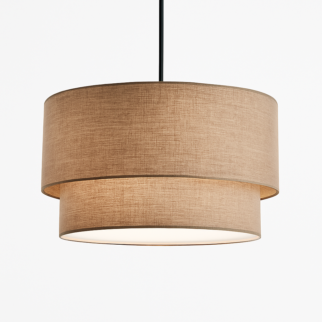 Solvenda | Cylindrical Flax Fabric Minimalist Pendant Light