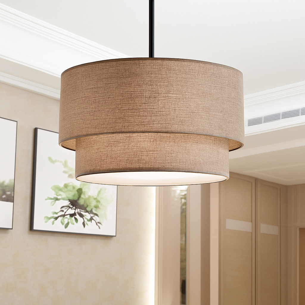 Solvenda | Cylindrical Flax Fabric Minimalist Pendant Light