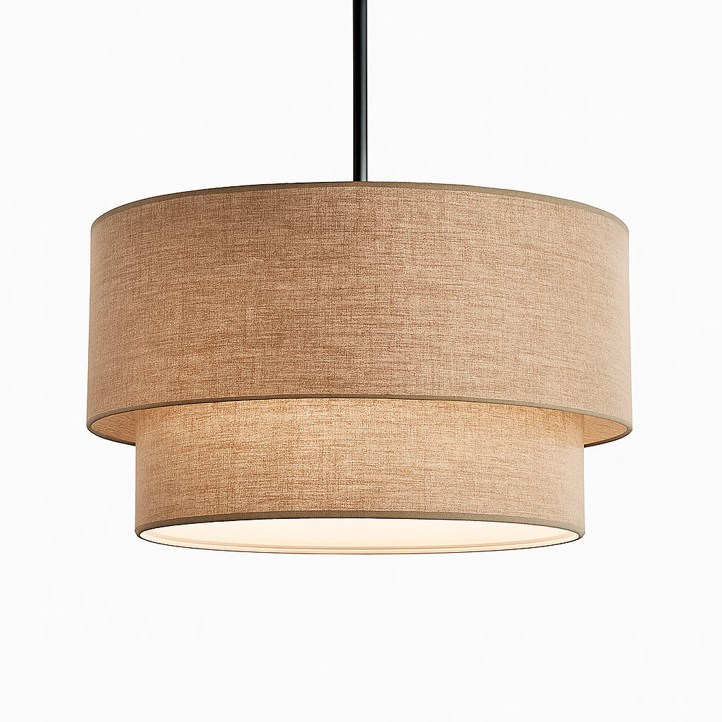 Solvenda | Cylindrical Flax Fabric Minimalist Pendant Light