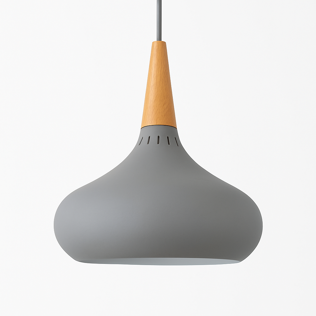 Vireallo | Modern Wood Stem Metal Dome Loft Pendant Light