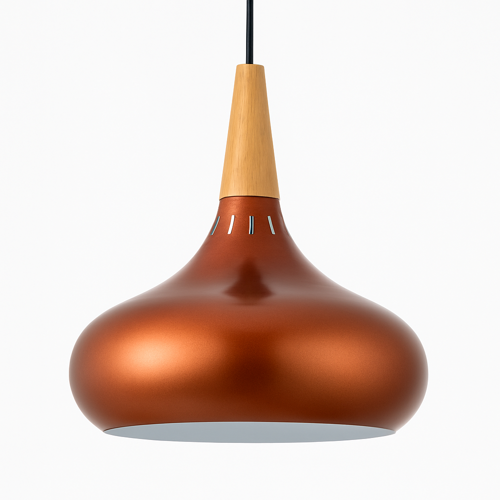 Vireallo | Modern Wood Stem Metal Dome Loft Pendant Light