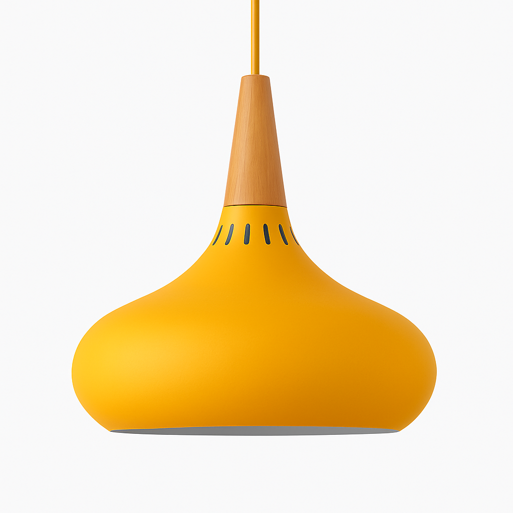 Vireallo | Modern Wood Stem Metal Dome Loft Pendant Light