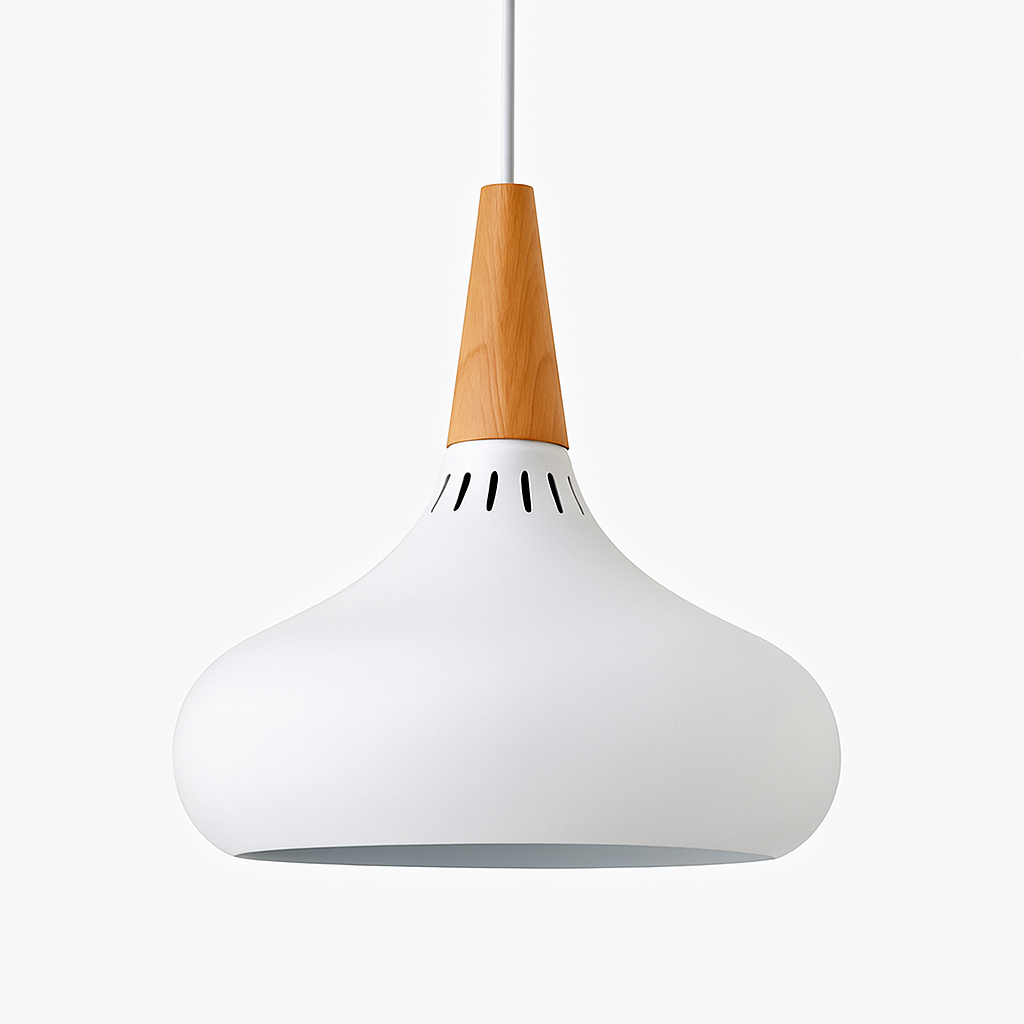 Vireallo | Modern Wood Stem Metal Dome Loft Pendant Light