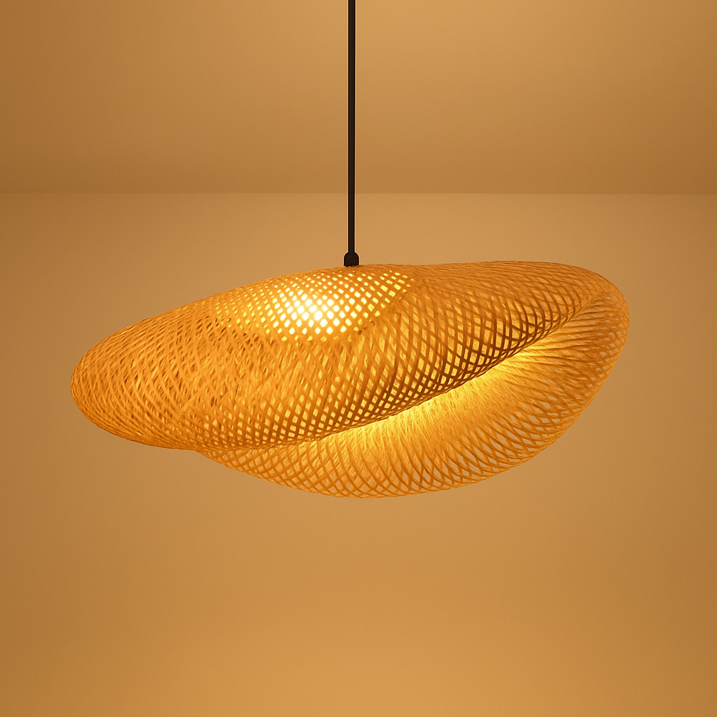 Varengis | Handwoven Rattan Straw Hat Silhouette Bamboo Pendant Light