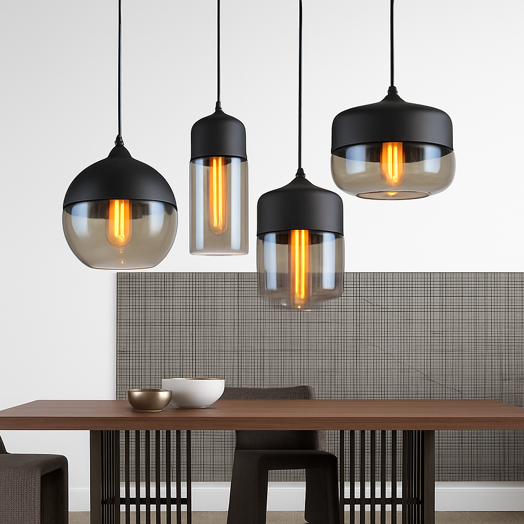 Verphine | Modern Industrial Glass Metal Loft Pendant Light