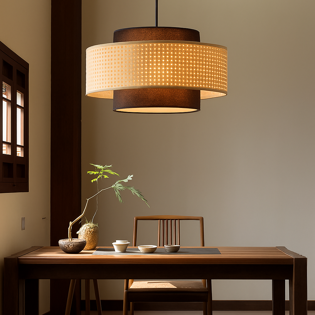 Belphira | Retro Domed Rattan Basket Pendant Light