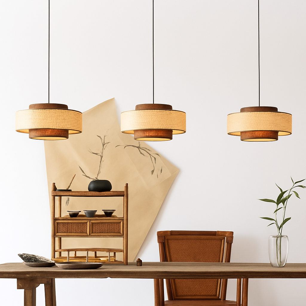 Belphira | Retro Domed Rattan Basket Pendant Light