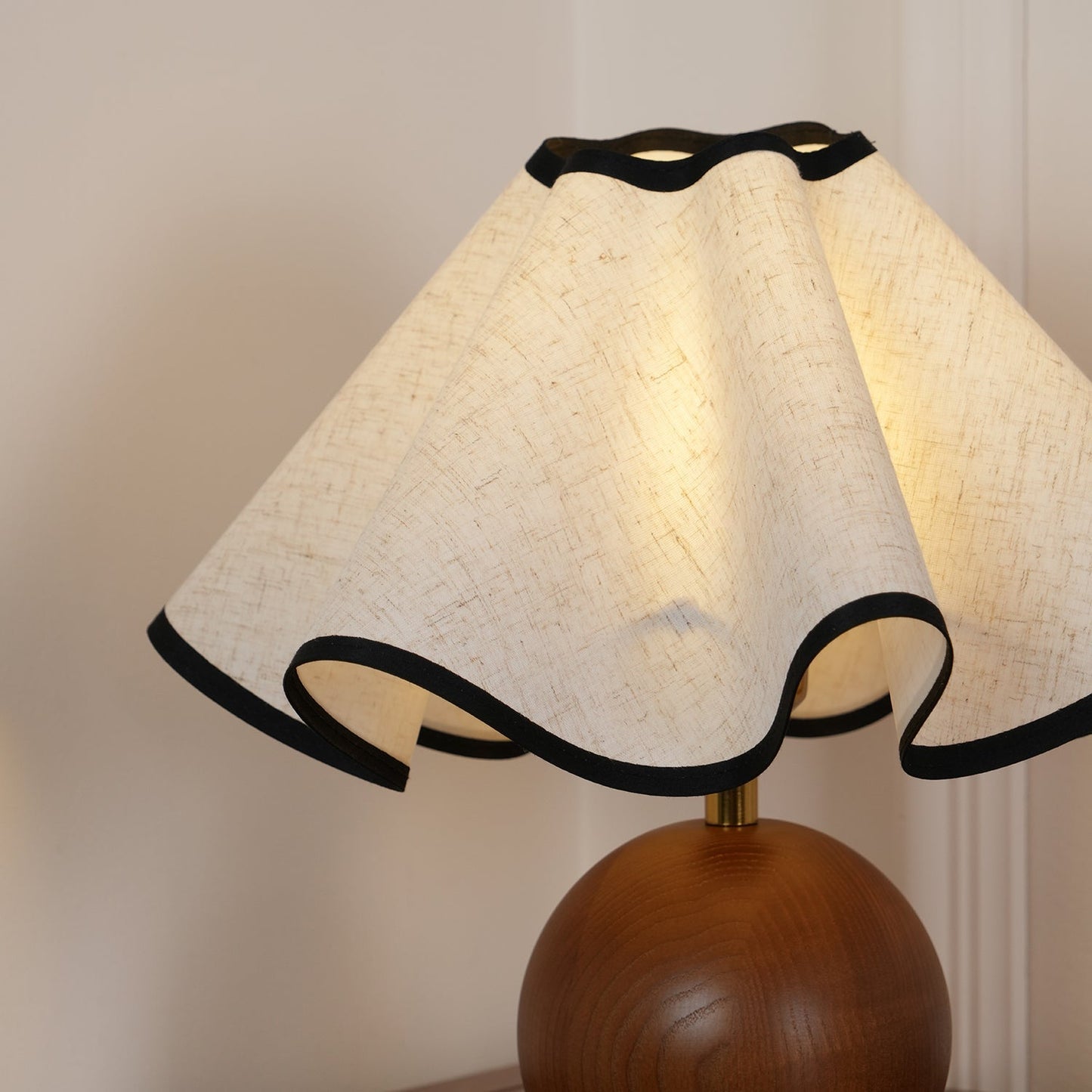 Meriloch | Sculptural Wave Fabric Wooden Base Table Lamp