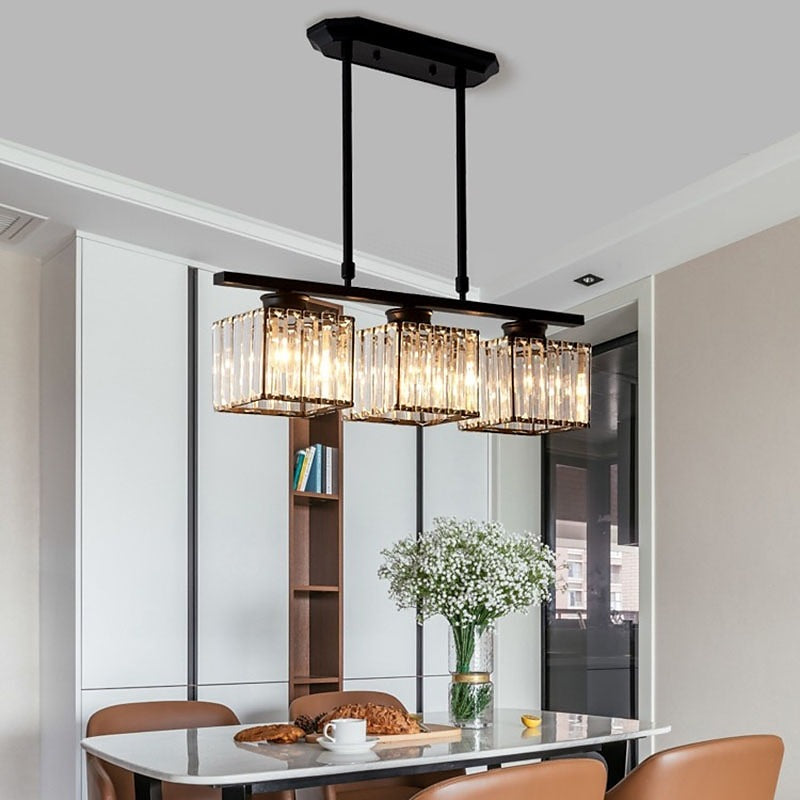 Claris | Nordic Multi Head Linear Ribbed Glass Chandelier