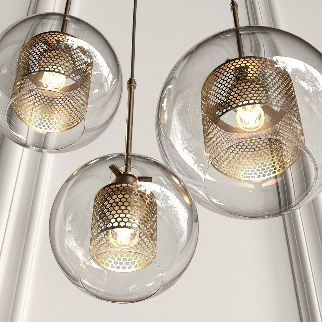 Cylura | Modern Clear Glass And Perforated Inner Lamp Pendant Light
