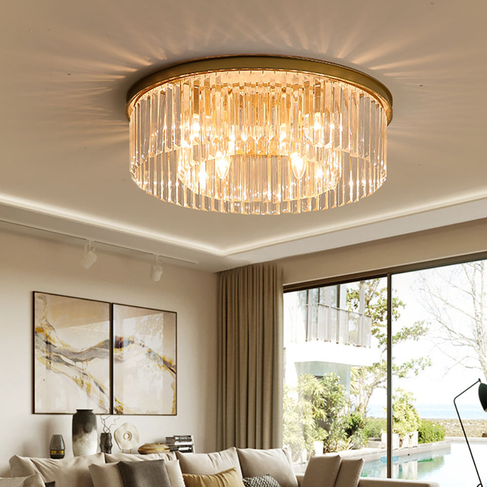 Clarita | Modern Round Crystal Prism Ceiling Light
