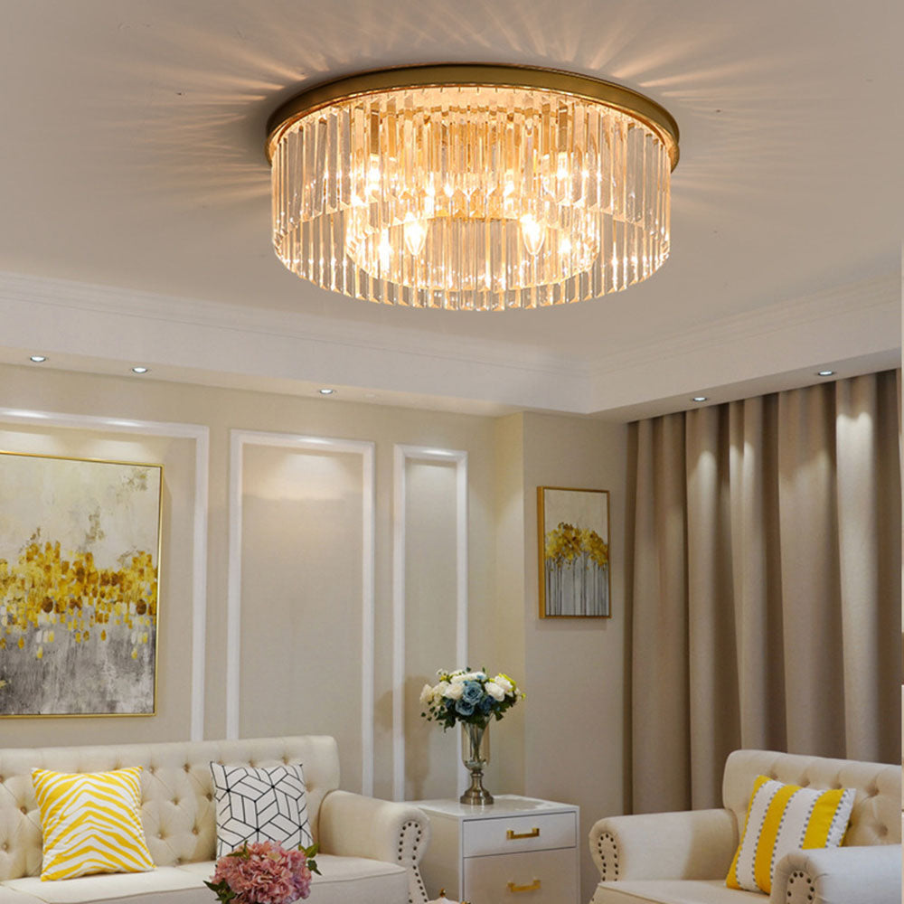 Clarita | Modern Round Crystal Prism Ceiling Light
