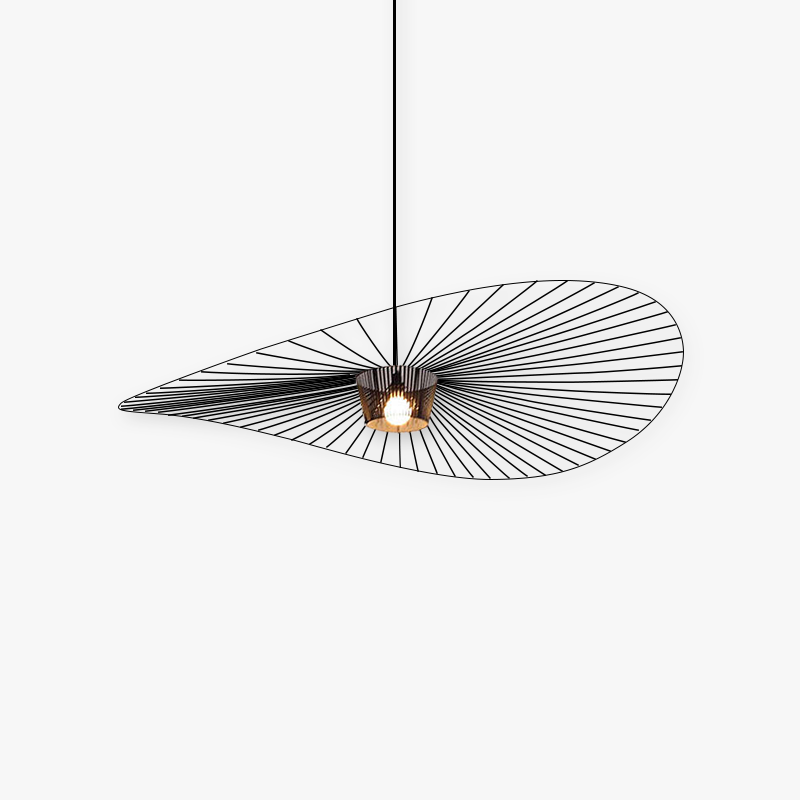 Velnari | Sculptural Wave Metal and Petal Fabric Pendant Light