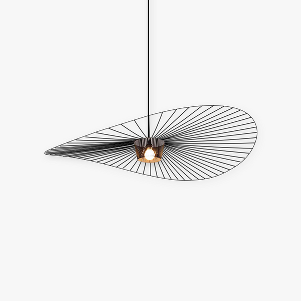 Velnari | Sculptural Wave Metal and Petal Fabric Pendant Light