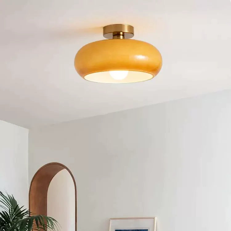 Vitrea | Retro Glossy Dome Semi Flush Ceiling Light