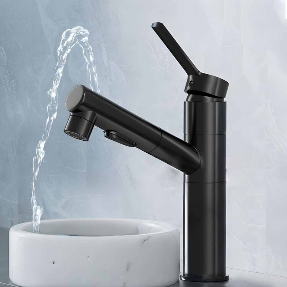 Oksvalah | Modern Geometric Column Profile Bathroom Sink Tap