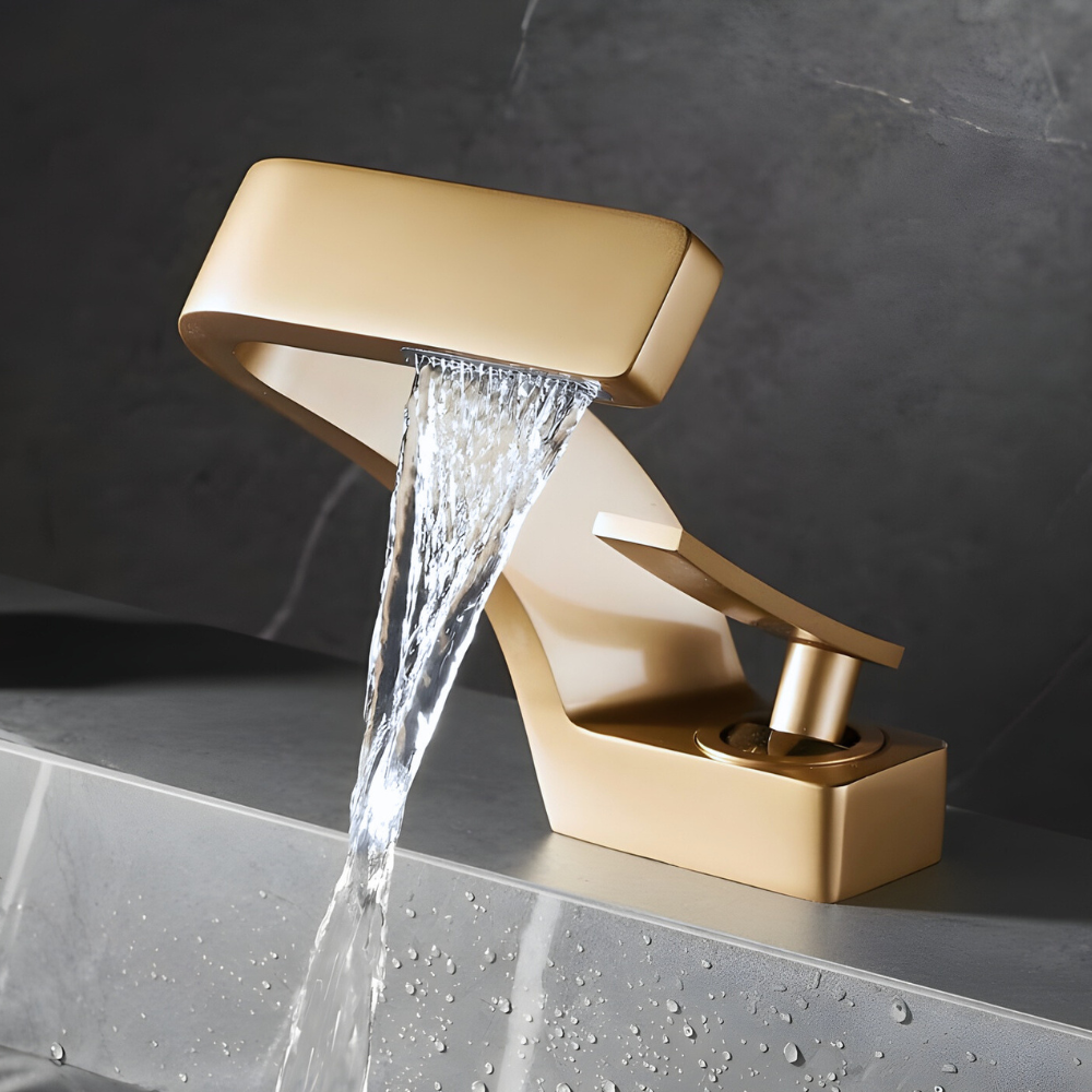Zentra | Angular Bathroom Basin Mixer Tap with Waterfall Spout