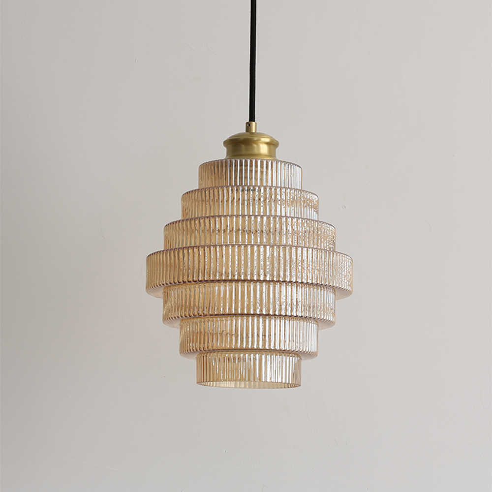 Auris | Antique Layered Ribbed Glass Pendant Light