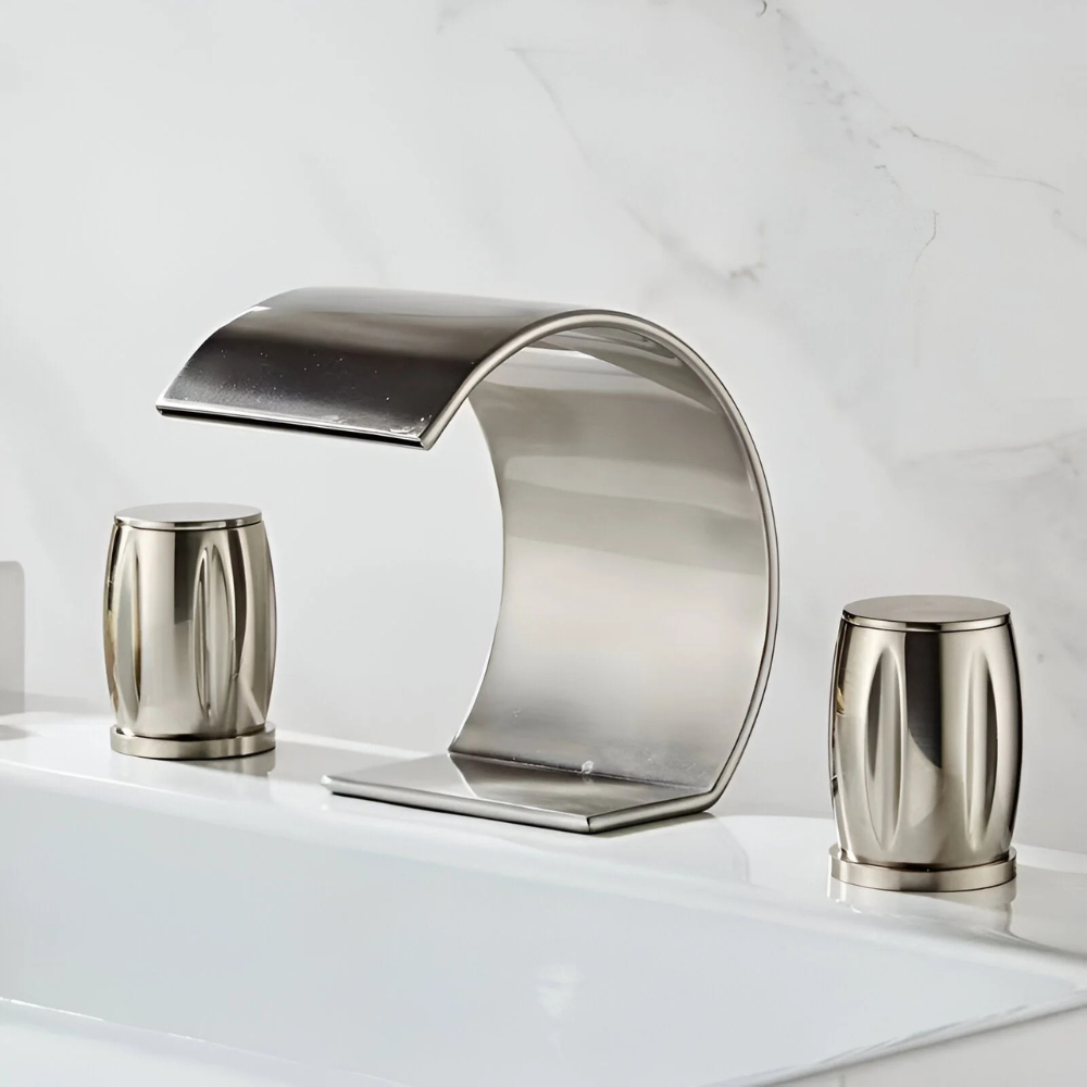 Saya | Widespread Waterfall Bathroom Tap with Twin Rotary Knobs