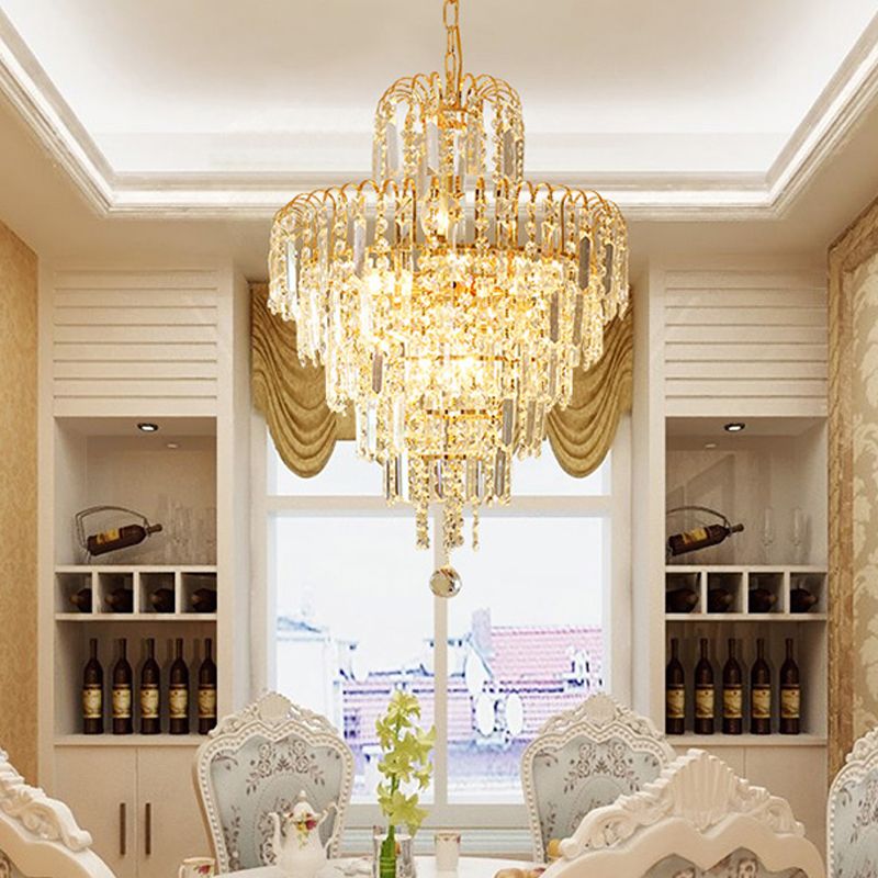 Vior | Modern Cascading Crystal Tassel Gold Hanging Chandelier