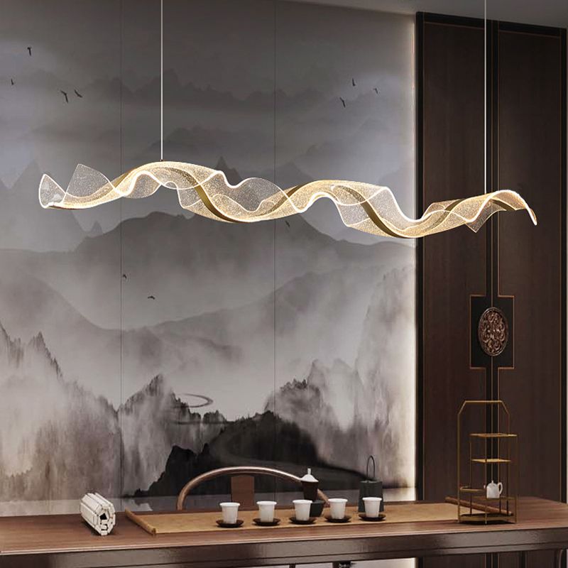 Selora | Linear Sinuous Wave Ribbon Pendant Light