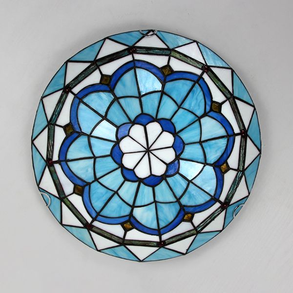 Eldiris | Tiffany Glass Mosaic Flush Mount Ceiling Light