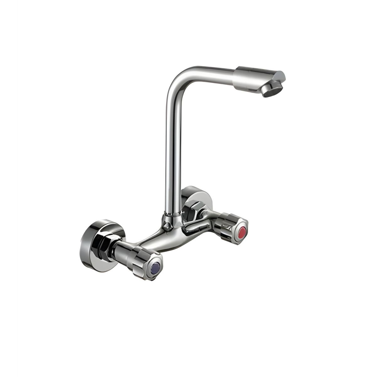 Lythrun | Sleek Wall Mounted Swivel Spout Kitchen Sink Tap with Dual Knob Handles