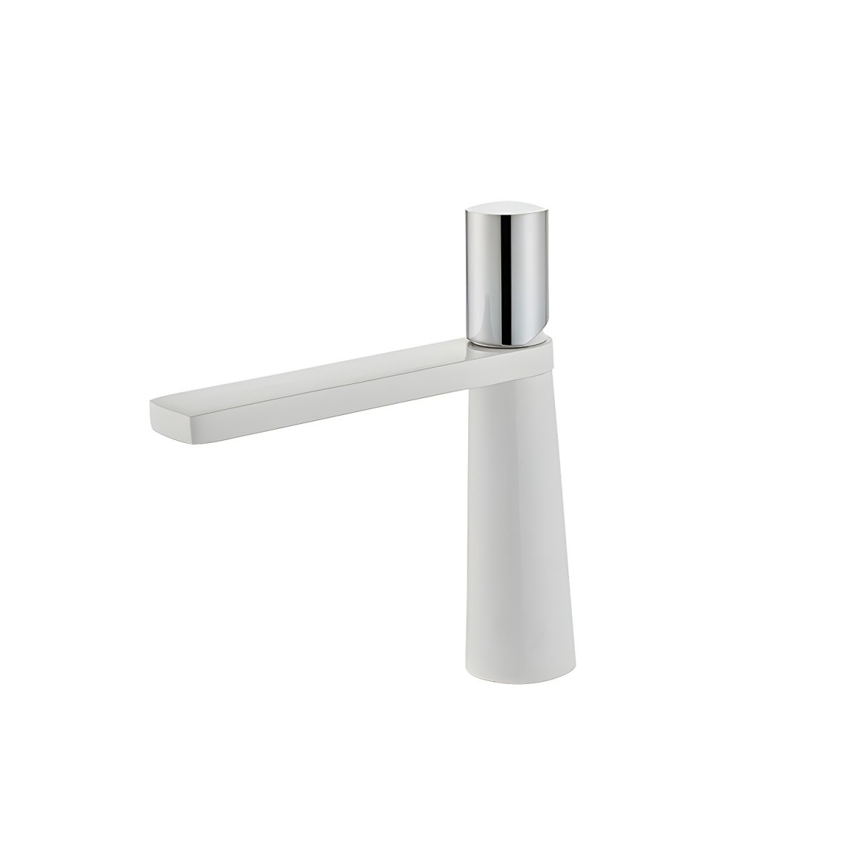 Thalruvne | Modern Cylindrical Silhouette Single Hole Bathroom Sink Tap with Rotary Knob
