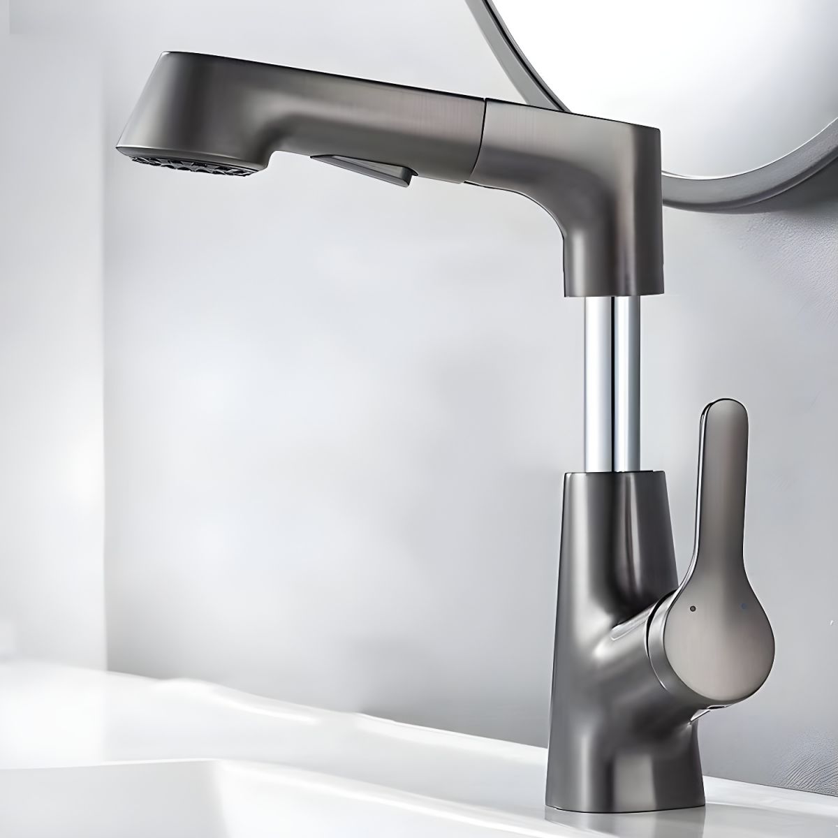 Nordivik | Sleek Retractable Spout Kitchen Sink Mixer Tap with Lever Handle